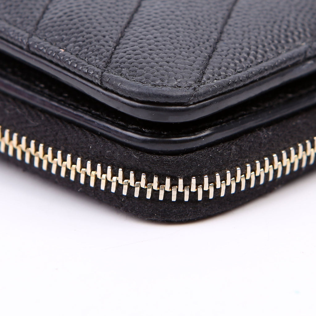 Cassandre Grain De Poudre Compact Zip Around Wallet Black