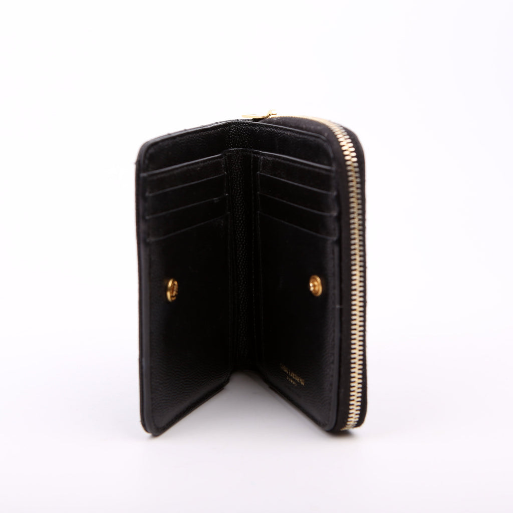 Cassandre Grain De Poudre Compact Zip Around Wallet Black