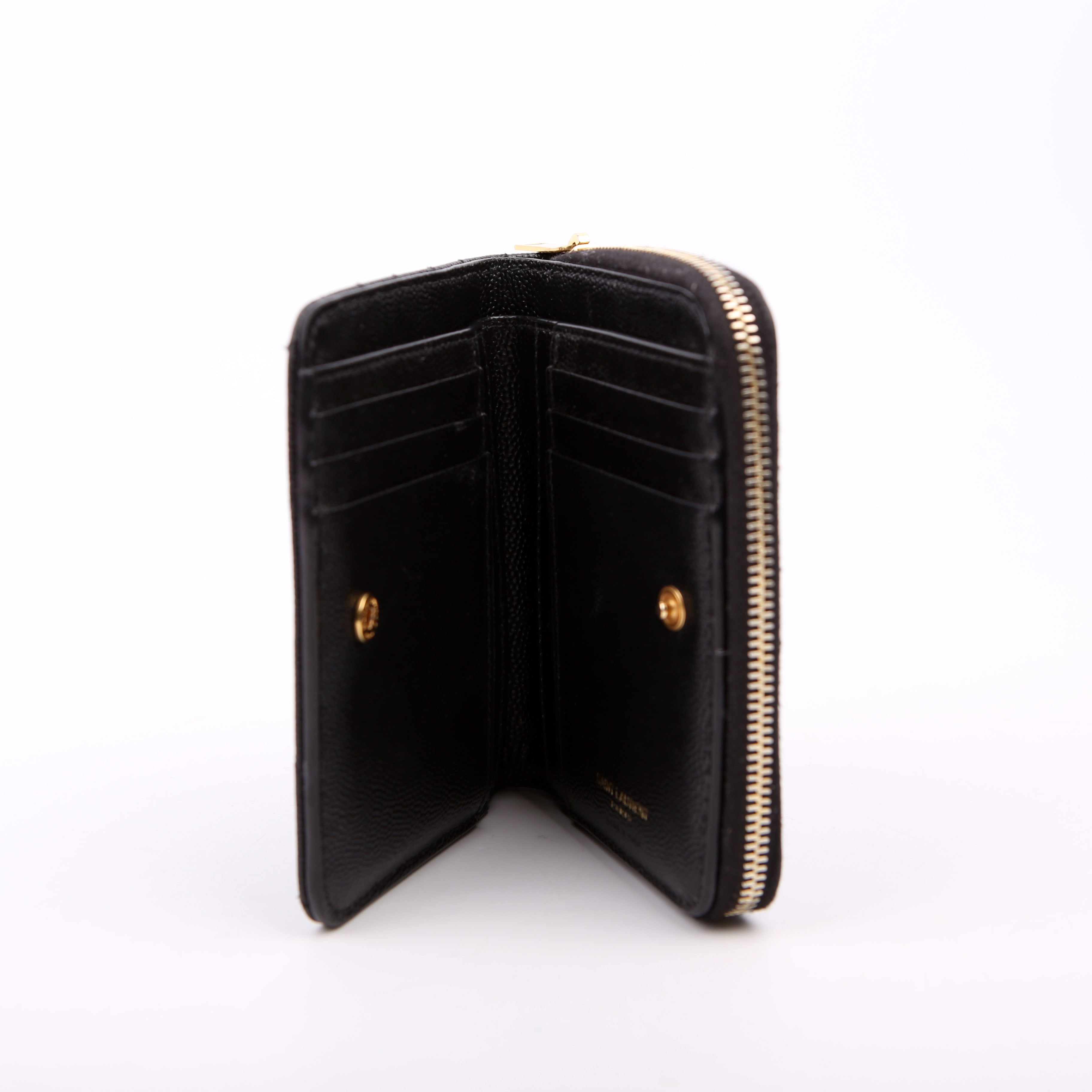 Cassandre Grain De Poudre Compact Zip Around Wallet Black