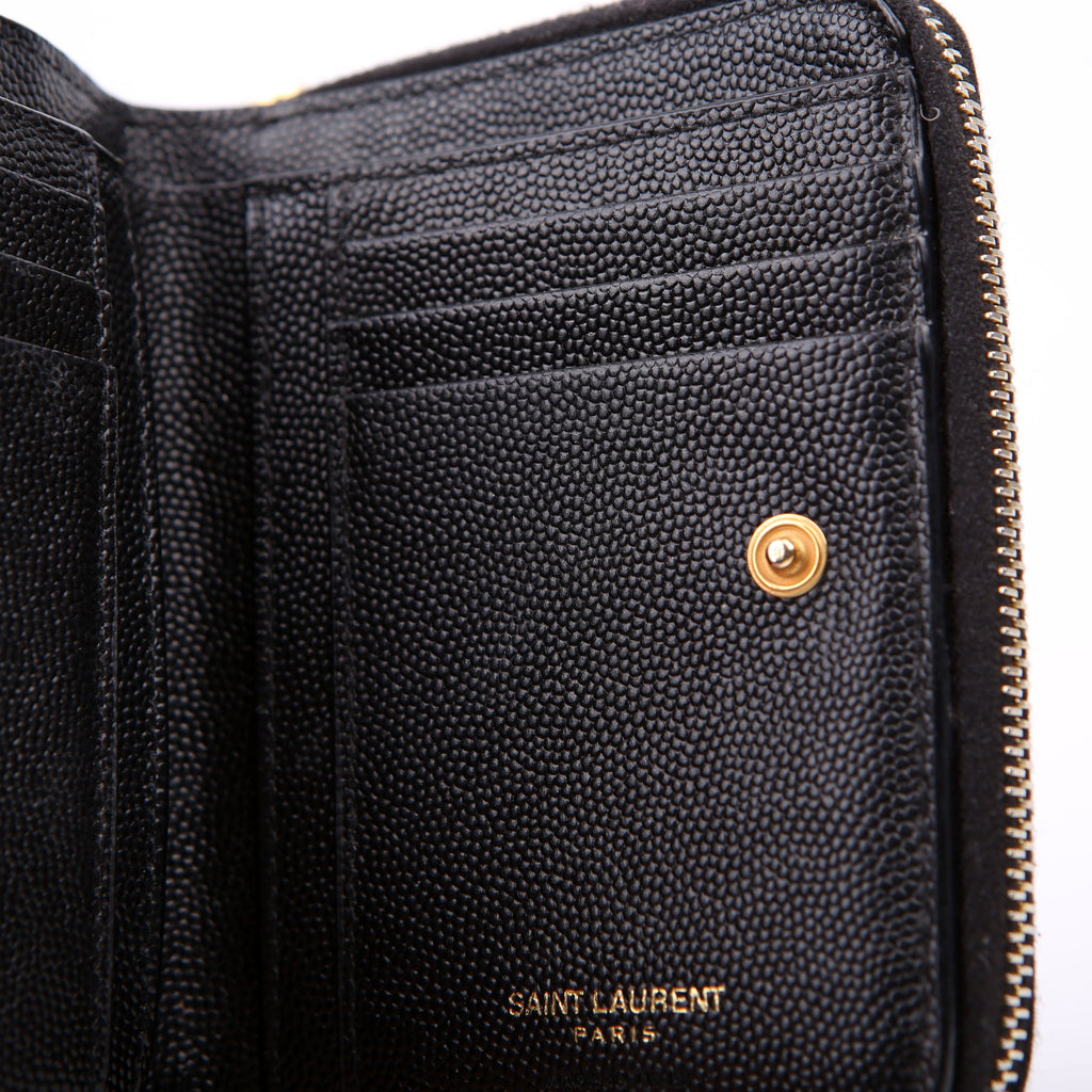 Cassandre Grain De Poudre Compact Zip Around Wallet Black