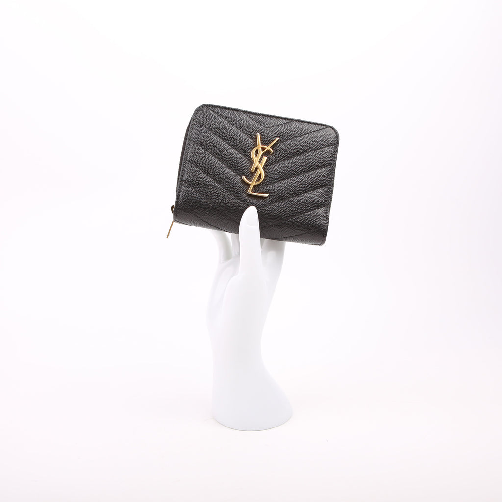 Cassandre Grain De Poudre Compact Zip Around Wallet Black