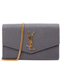 SAINT LAURENT Uptown Chain Wallet Grain Grey