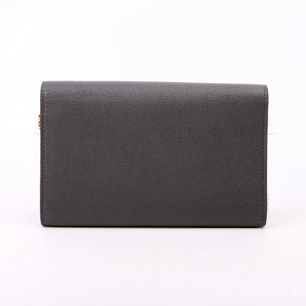 SAINT LAURENT Uptown Chain Wallet Grain Grey