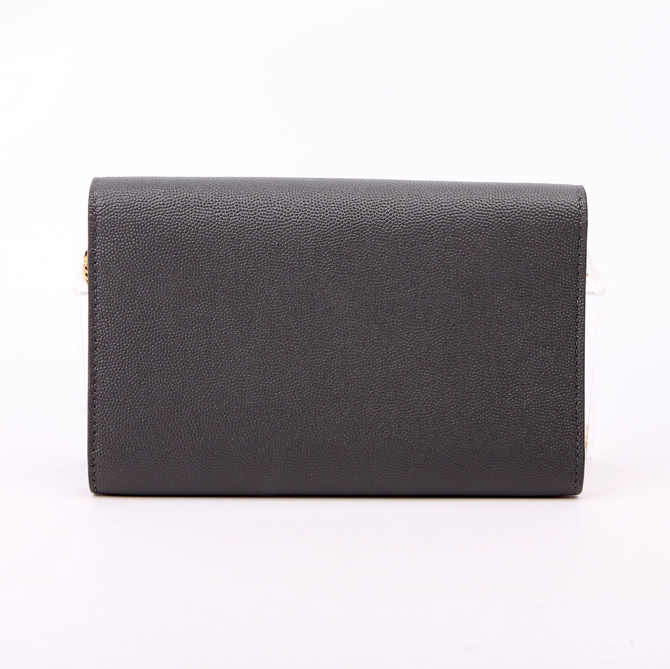 SAINT LAURENT Uptown Chain Wallet Grain Grey