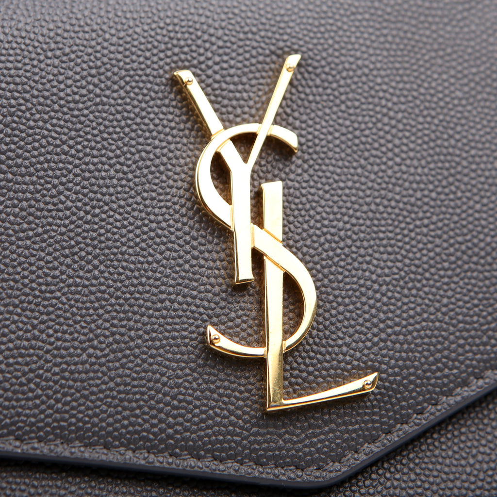 SAINT LAURENT Uptown Chain Wallet Grain Grey