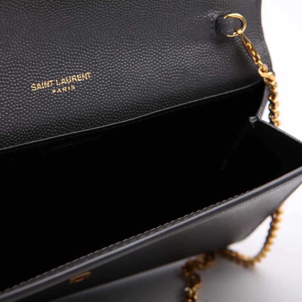 SAINT LAURENT Uptown Chain Wallet Grain Grey