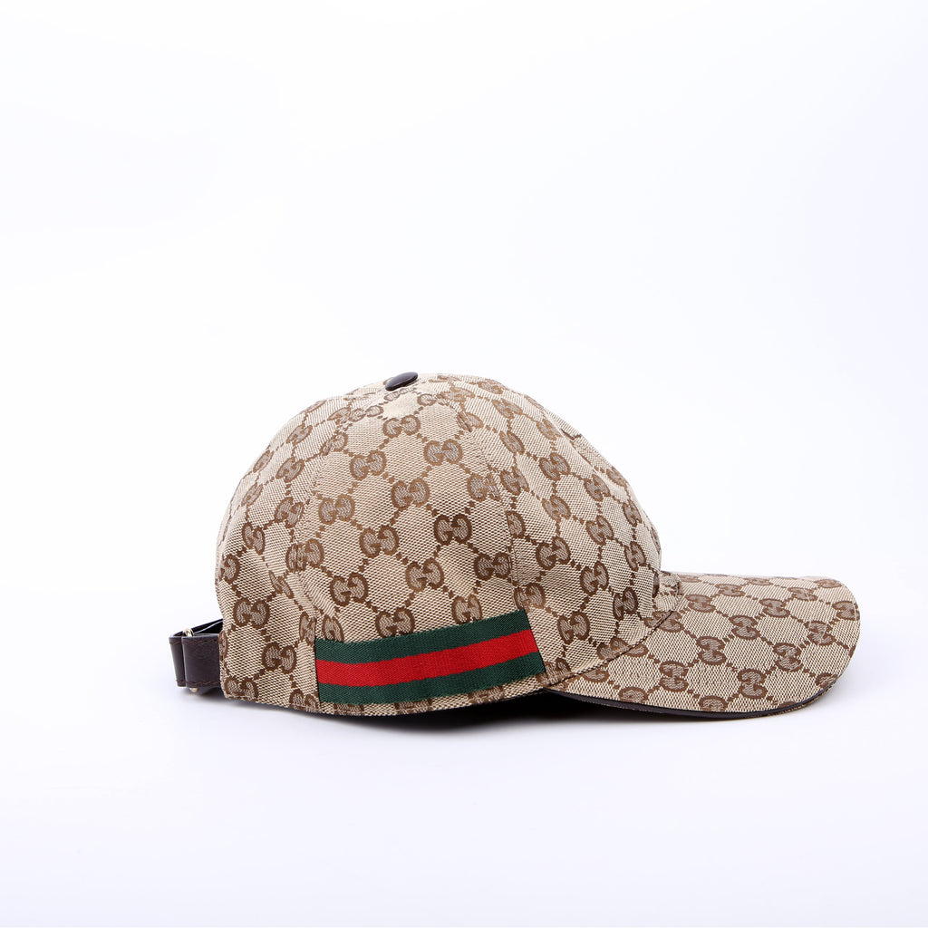 Gucci 200035 GG Canvas Web Cap Size Medium Brown