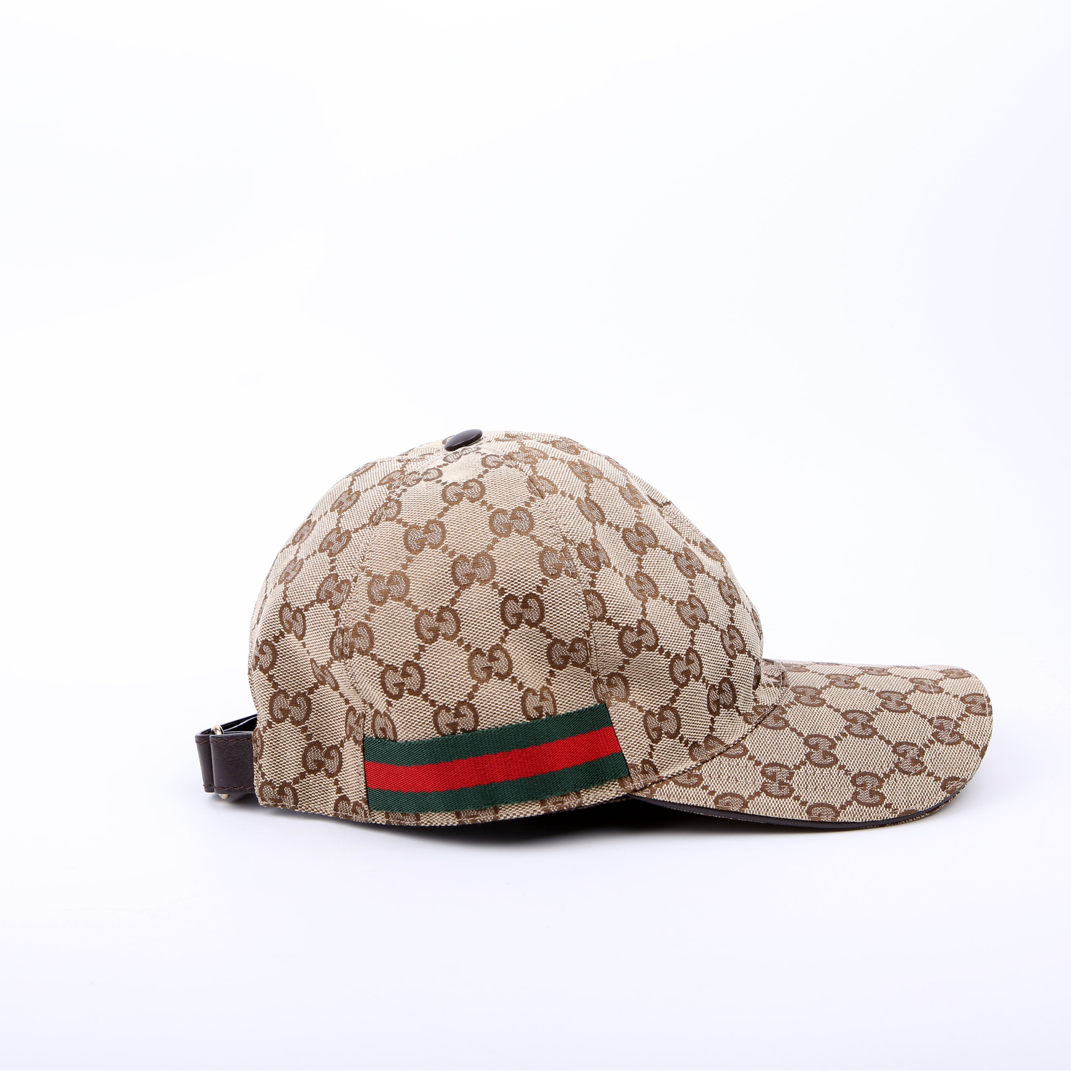 Gucci 200035 GG Canvas Web Cap Size Medium Brown