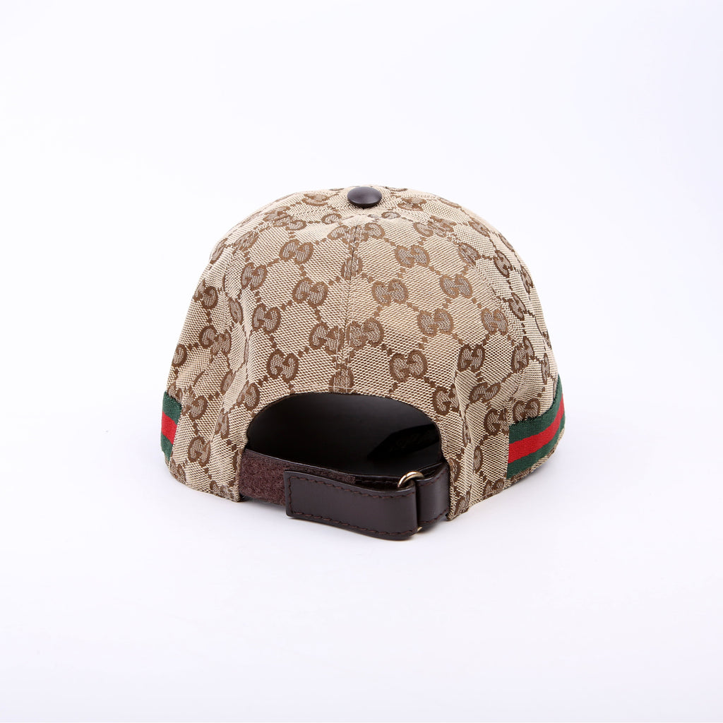 Gucci 200035 GG Canvas Web Cap Size Medium Brown