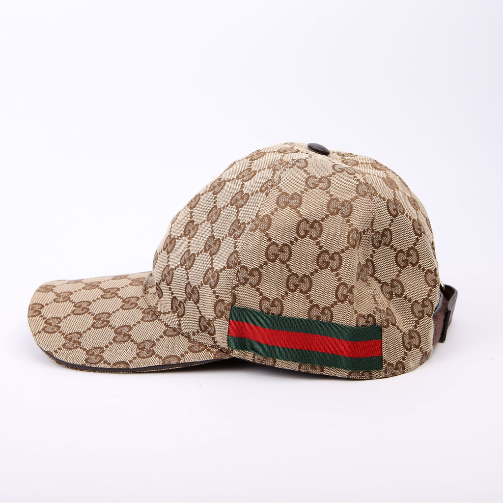 Gucci 200035 GG Canvas Web Cap Size Medium Brown