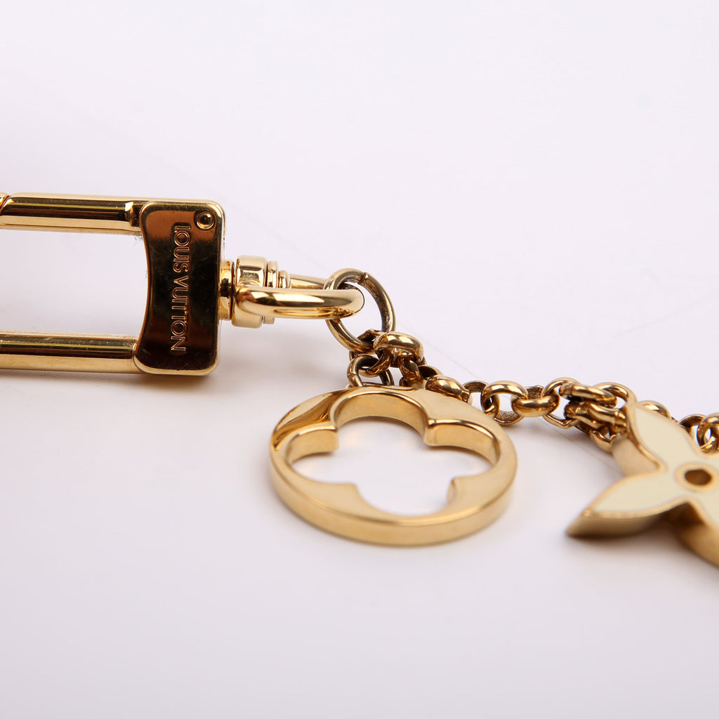 Fleur De Monogram Bag Charm Chain Gold