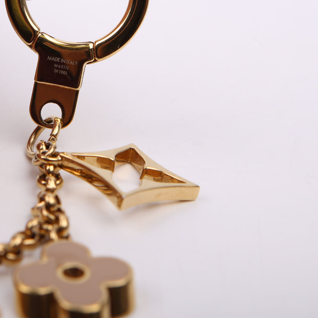 Fleur De Monogram Bag Charm Chain Gold