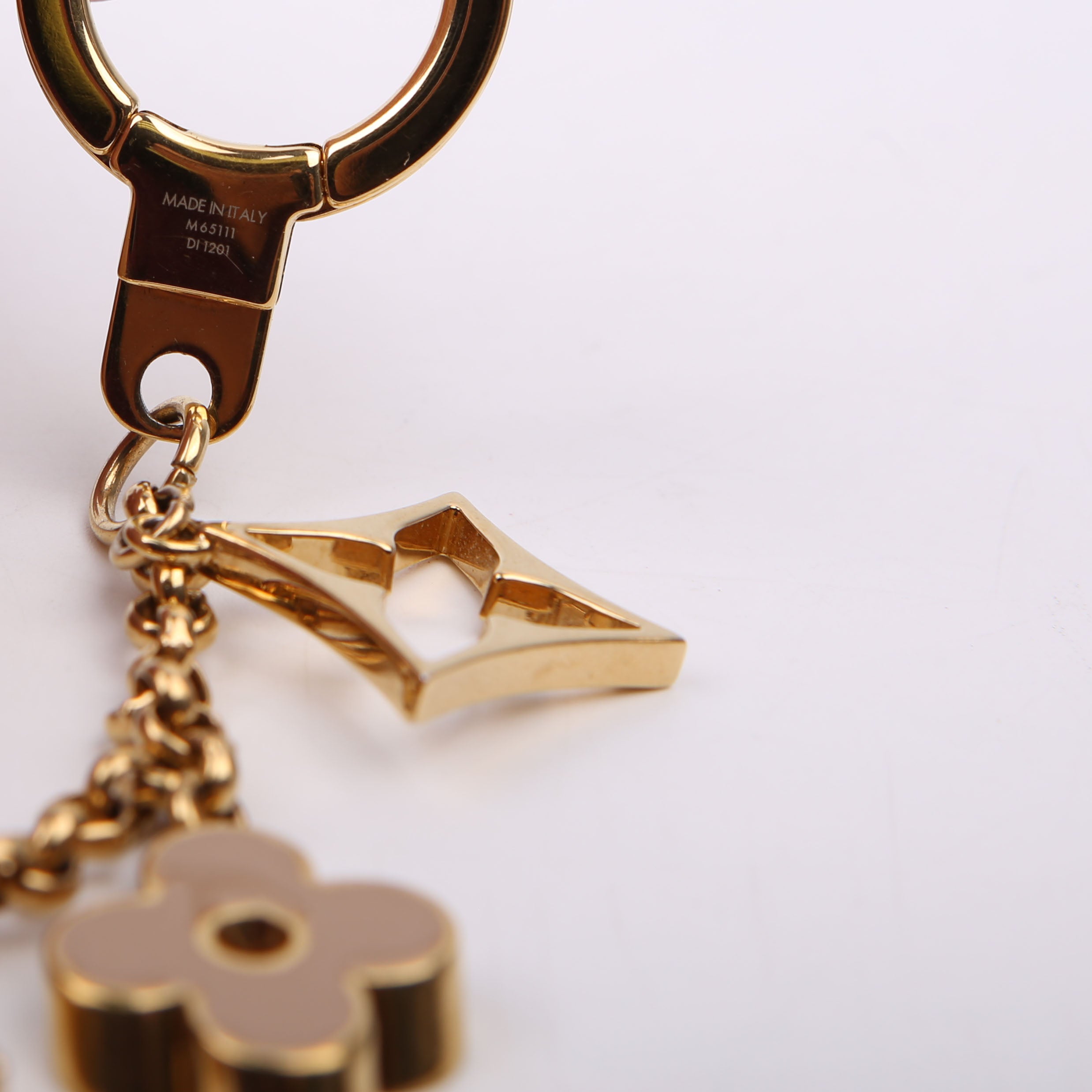Fleur De Monogram Bag Charm Chain Gold