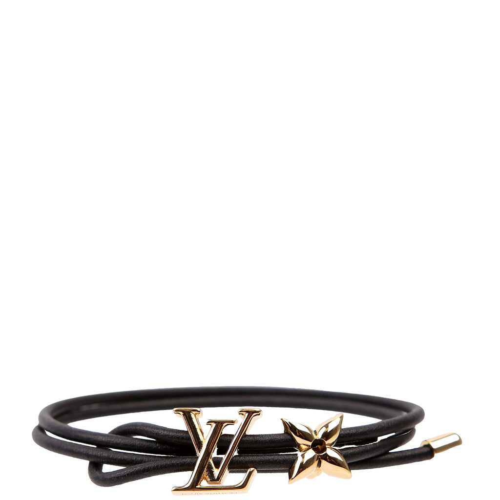 LV Bloom Leather Bracelet Black/Gold