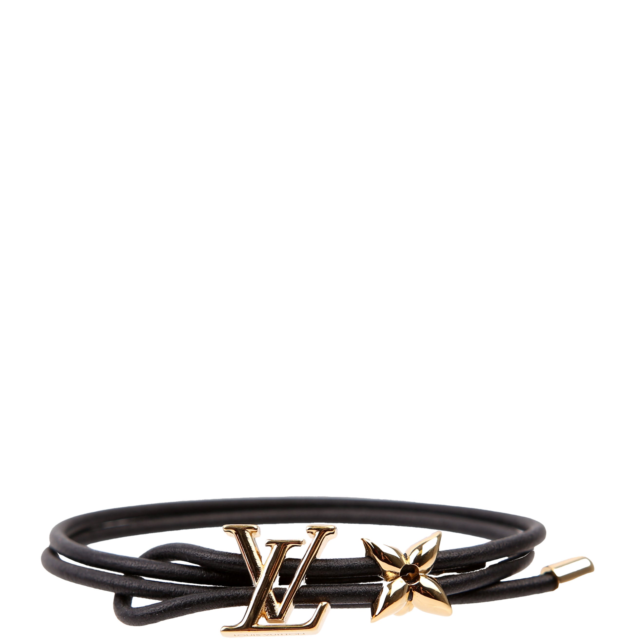 LV Bloom Leather Bracelet Black/Gold