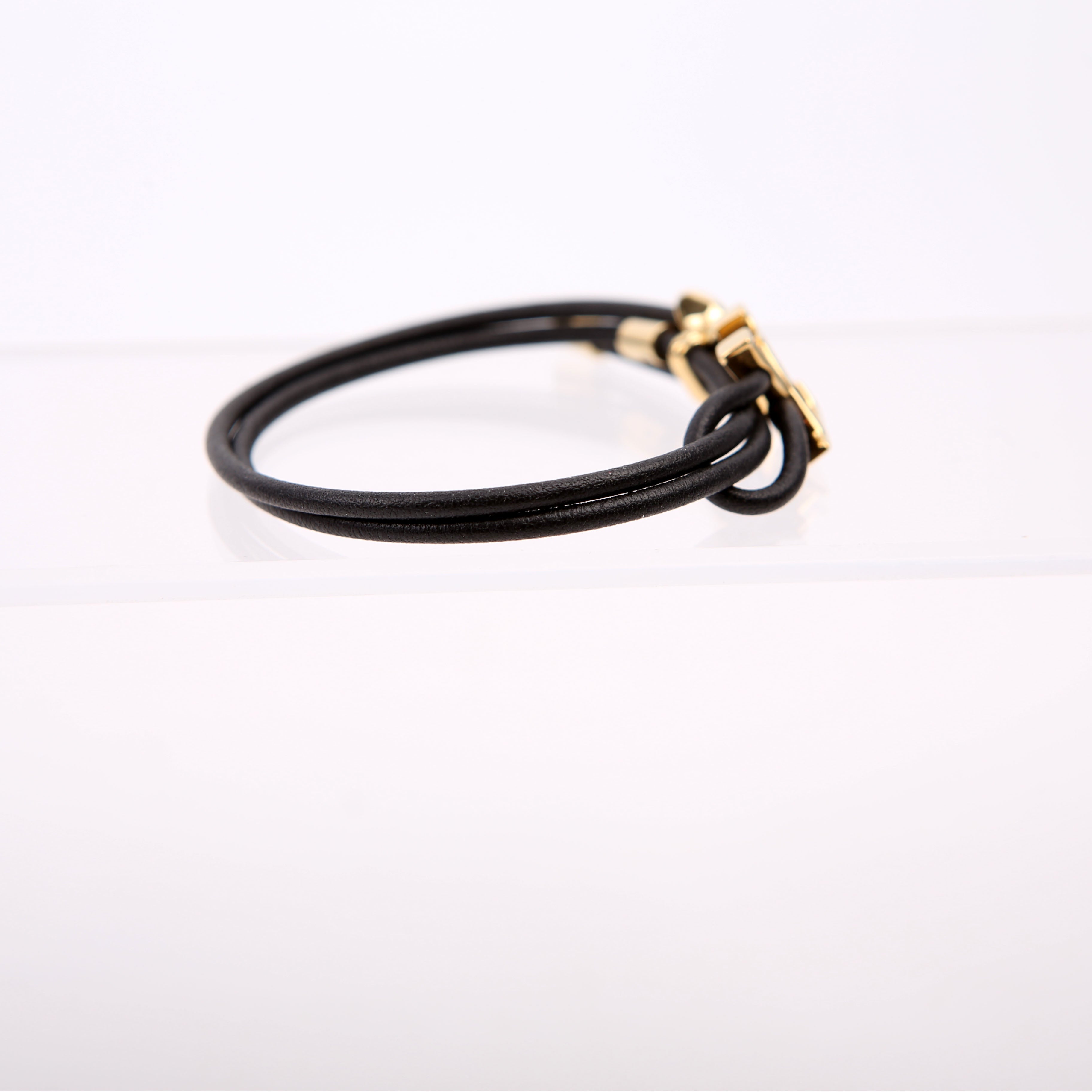 LV Bloom Leather Bracelet Black/Gold
