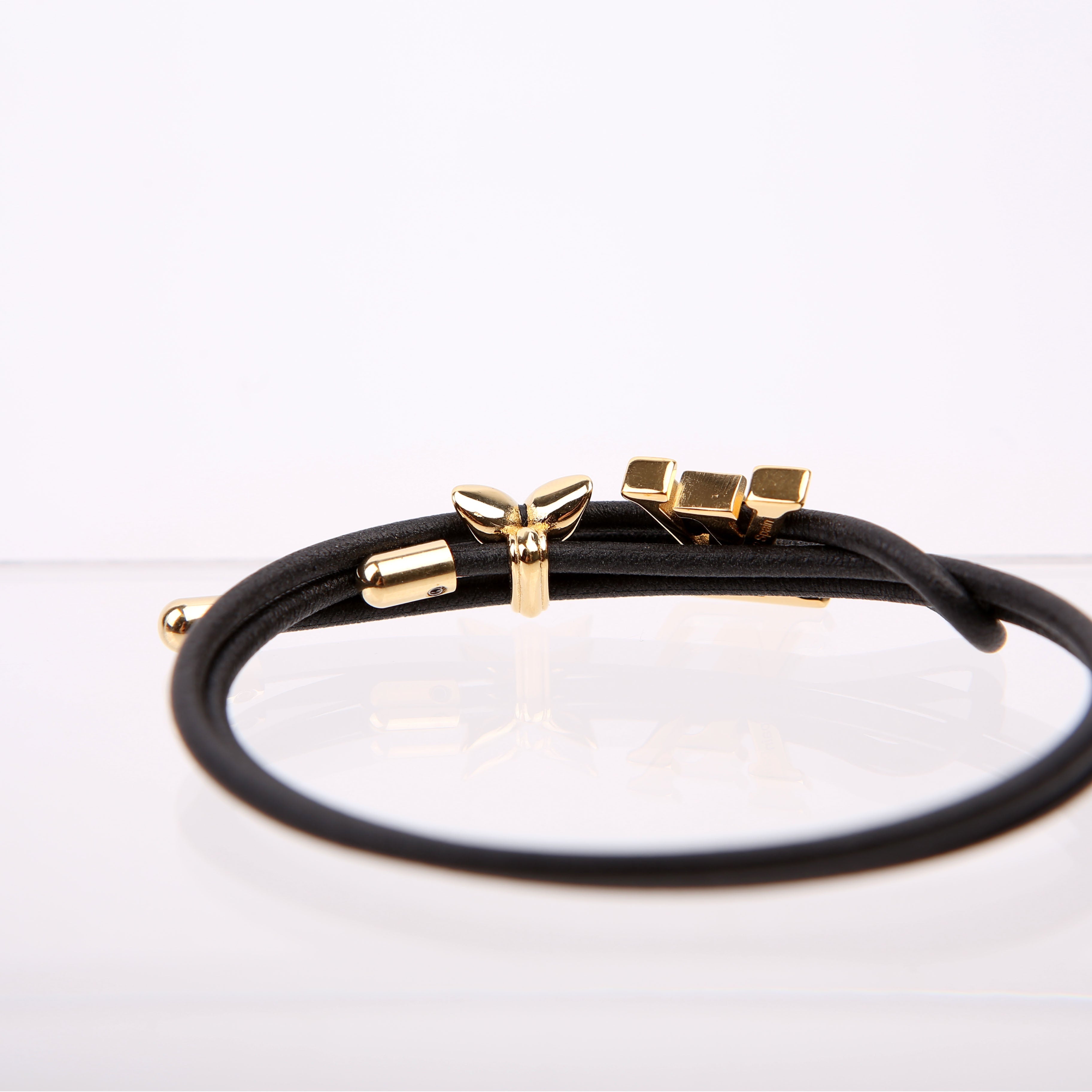 LV Bloom Leather Bracelet Black/Gold