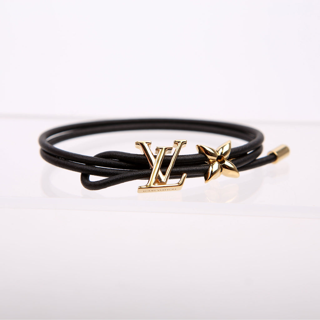 LV Bloom Leather Bracelet Black/Gold