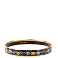 Hermes Printed Enamel Narrow Bangle Bracelet Blue/Gold