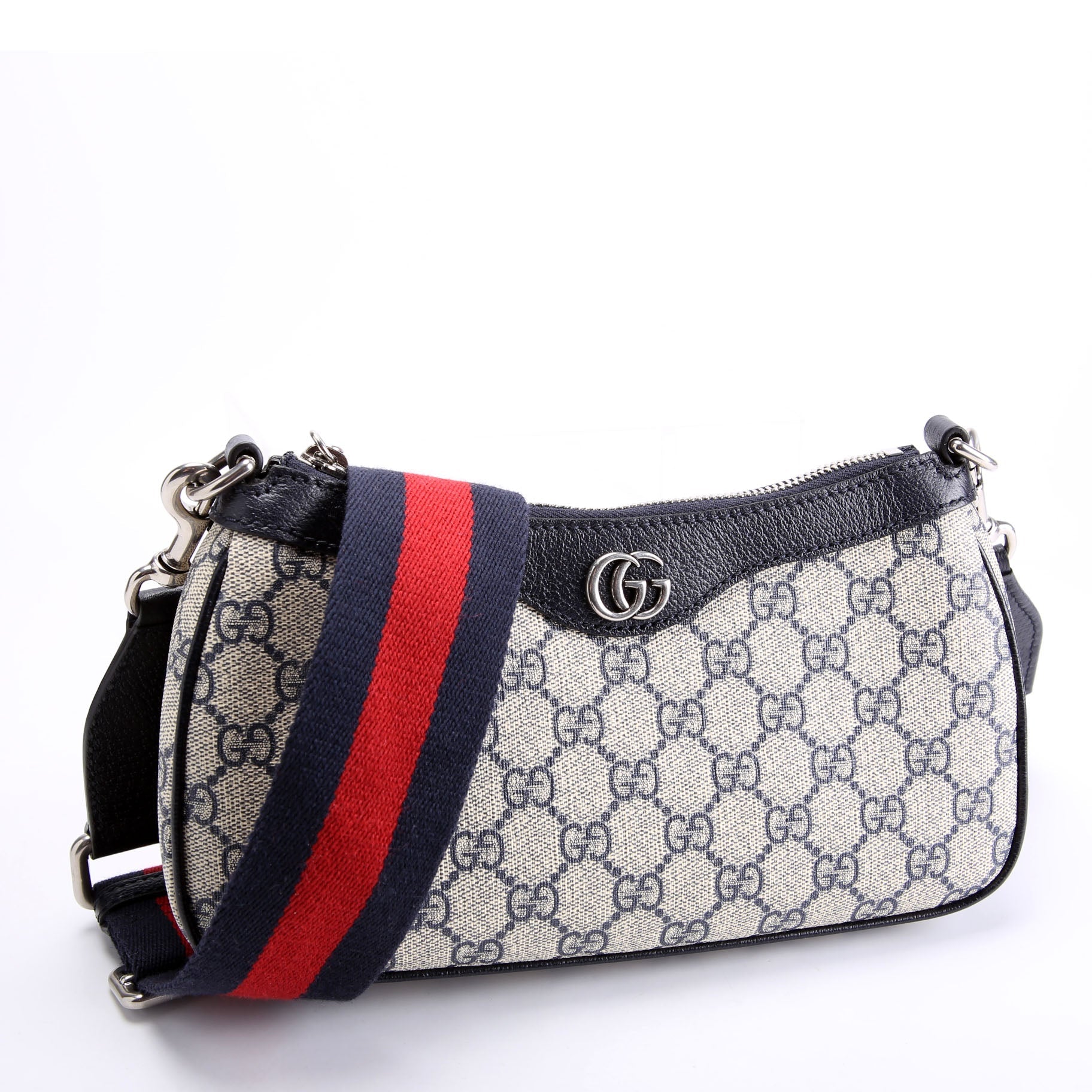 735132 GG Supreme Small Handbag Navy/Beige/Red
