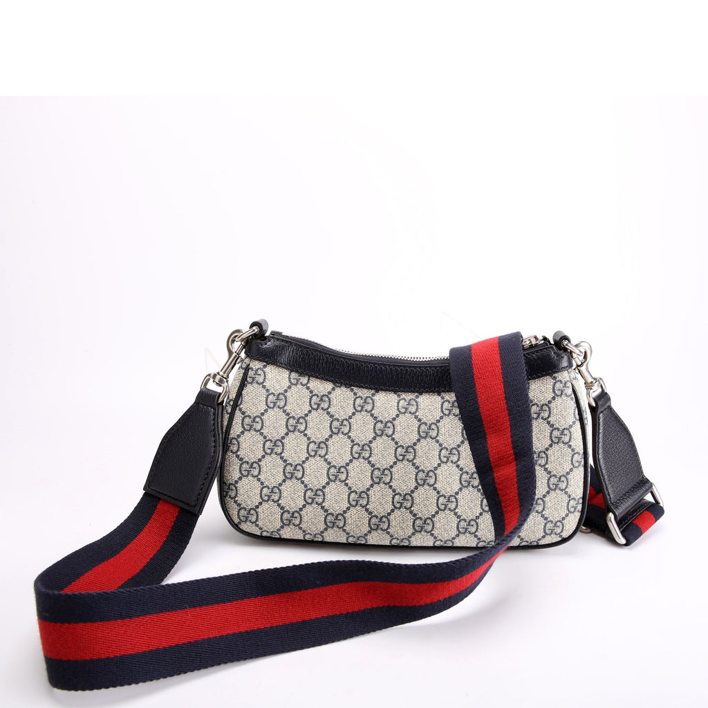735132 GG Supreme Small Handbag Navy/Beige/Red