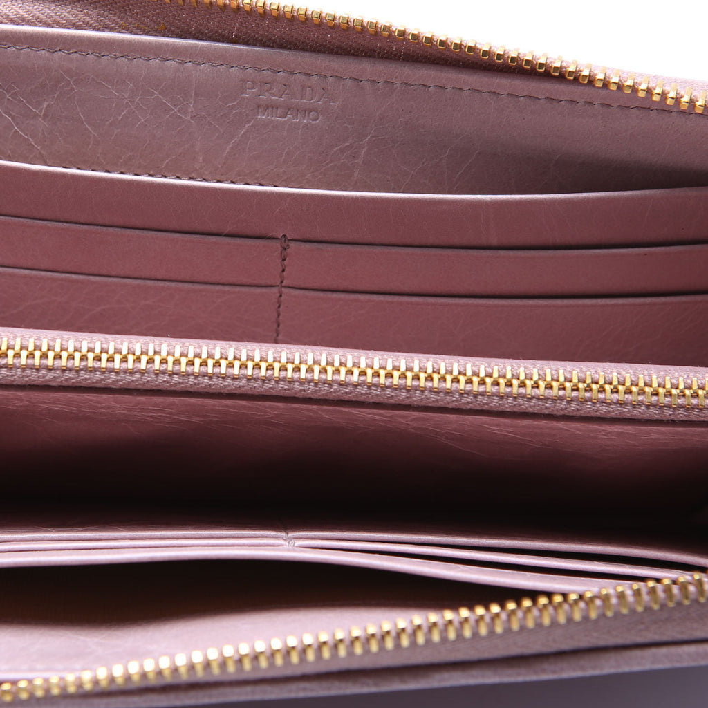 1M1132 Vitello Shine Zip Around Wallet Taupe