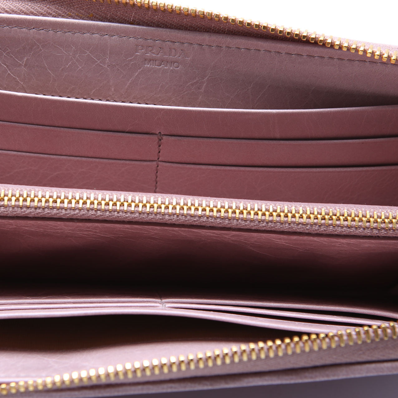 1M1132 Vitello Shine Zip Around Wallet Taupe