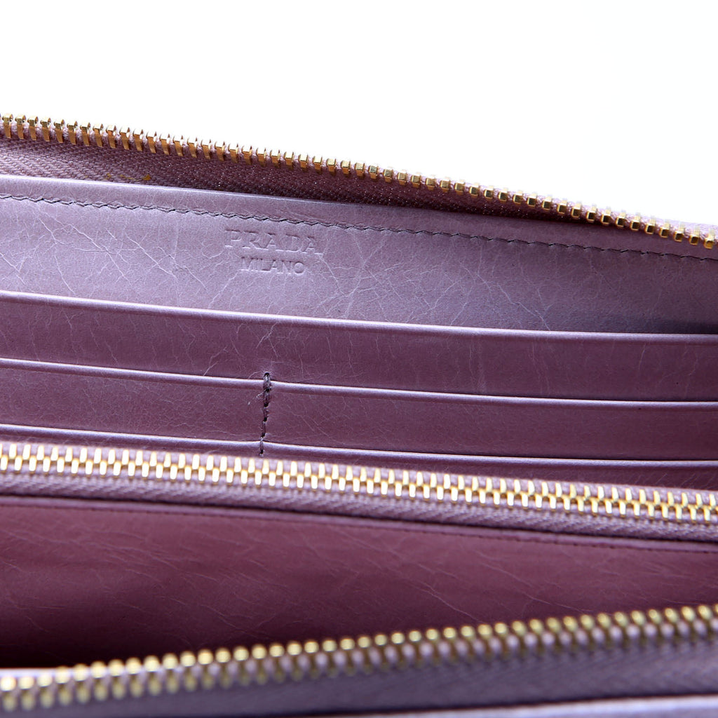 1M1132 Vitello Shine Zip Around Wallet Taupe