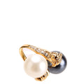 Double Pearl Embellished Ring Size 6
