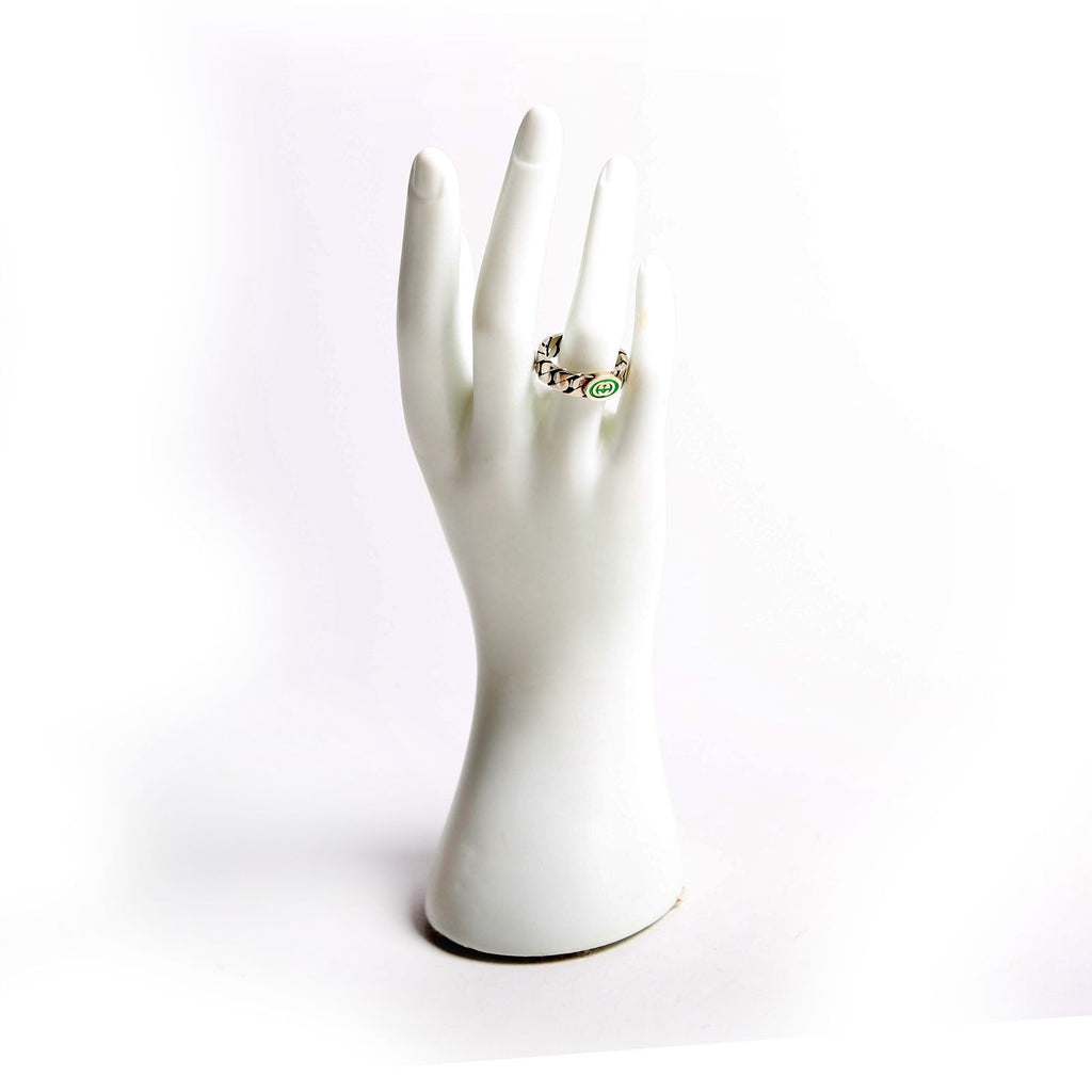 Interlocking G Enamel Link Ring 925 Size 9