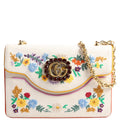 Gucci 499617 Linen Ricami Floral Embellished Shoulder Bag