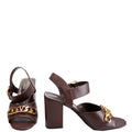 VLogo Chain Ankle Strap 85MM Sandals Size 40 Brown