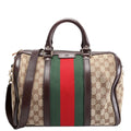 247205 Boston Bag Canvas Brown/Beige/Red/Green