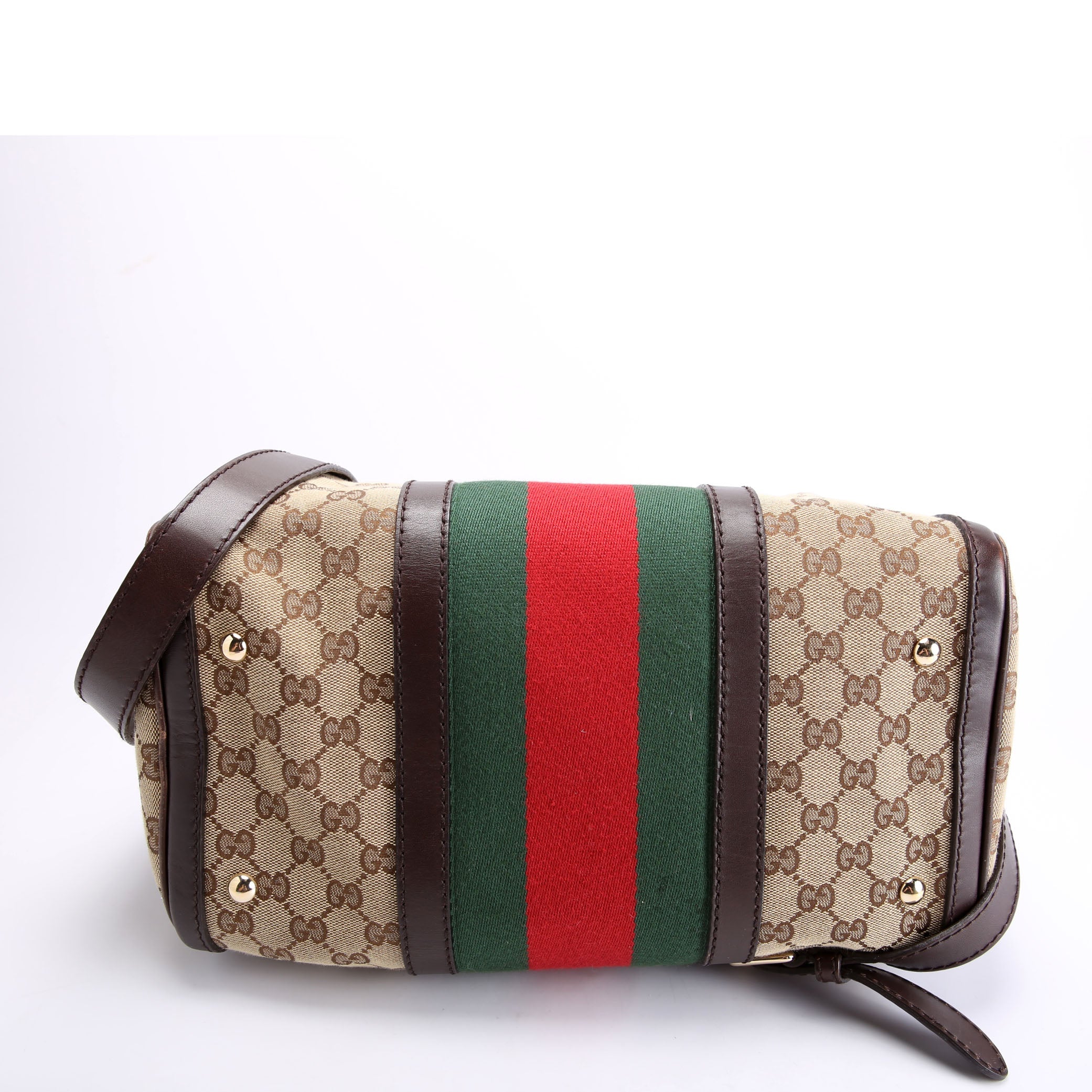 247205 Boston Bag Canvas Brown/Beige/Red/Green