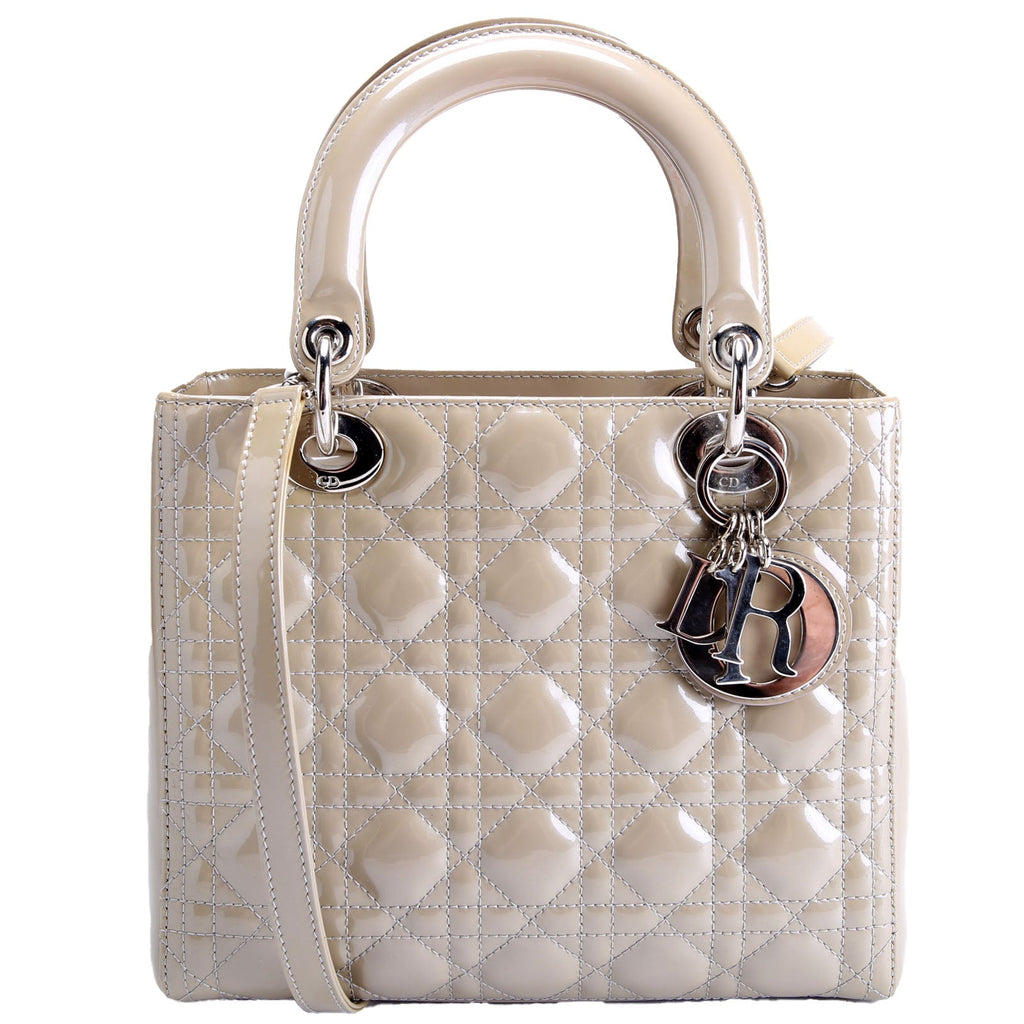 Lady Dior Medium Patent Taupe