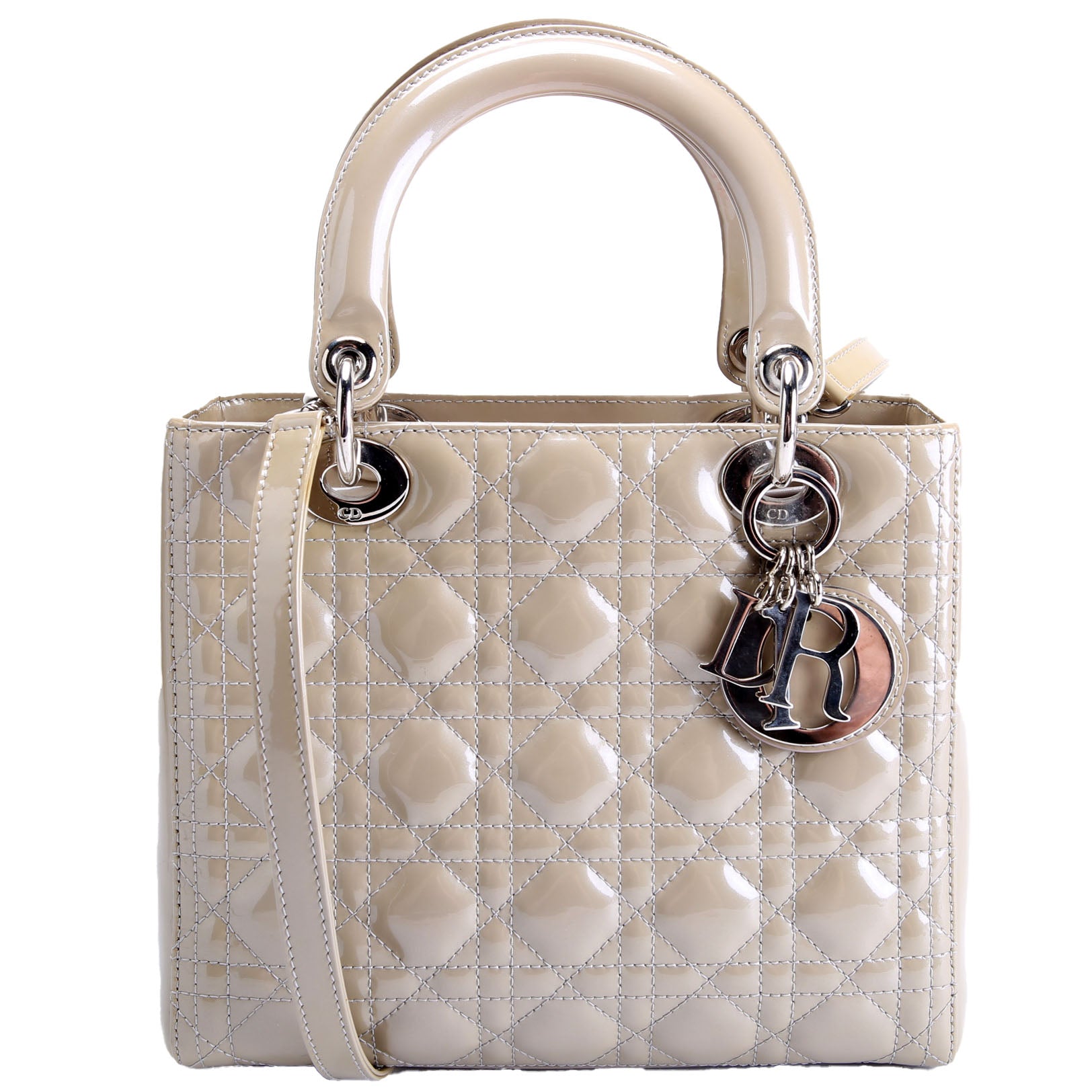 Lady Dior Medium Patent Taupe
