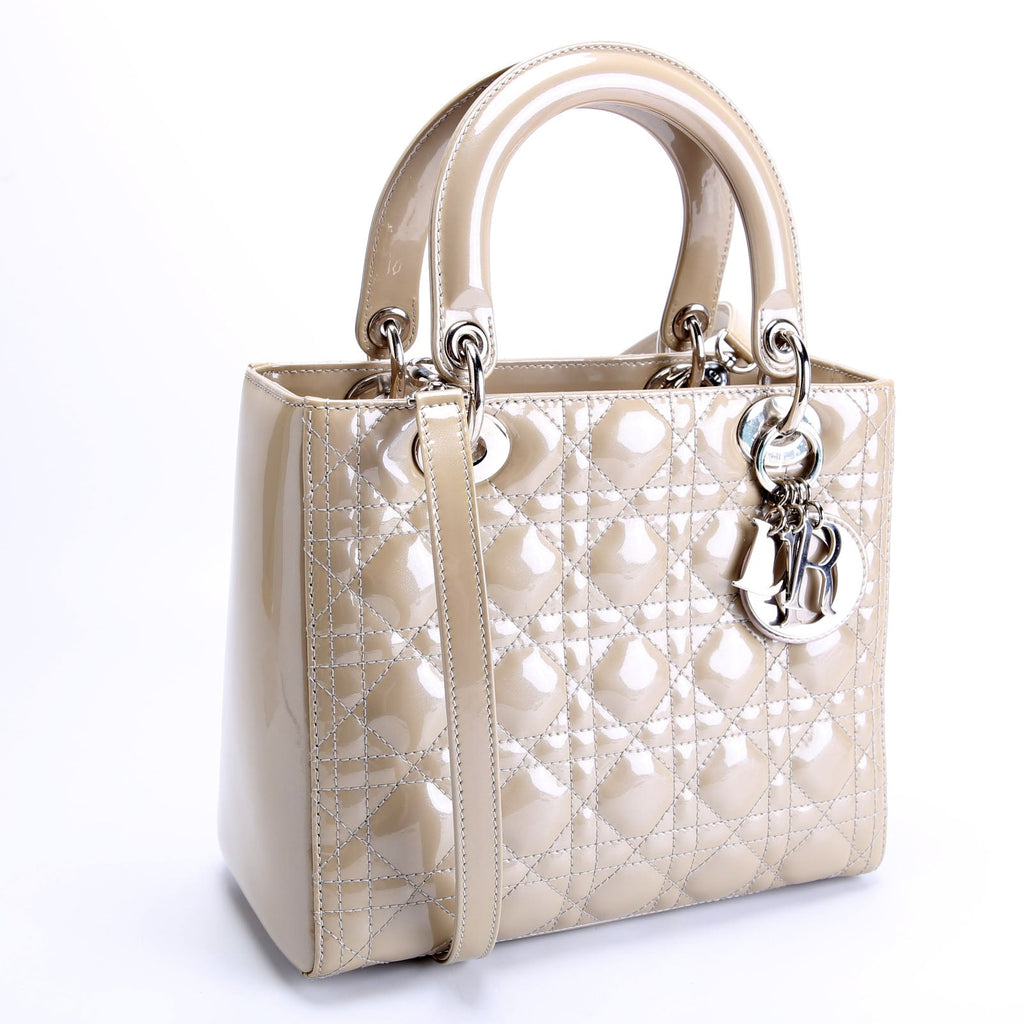Lady Dior Medium Patent Taupe