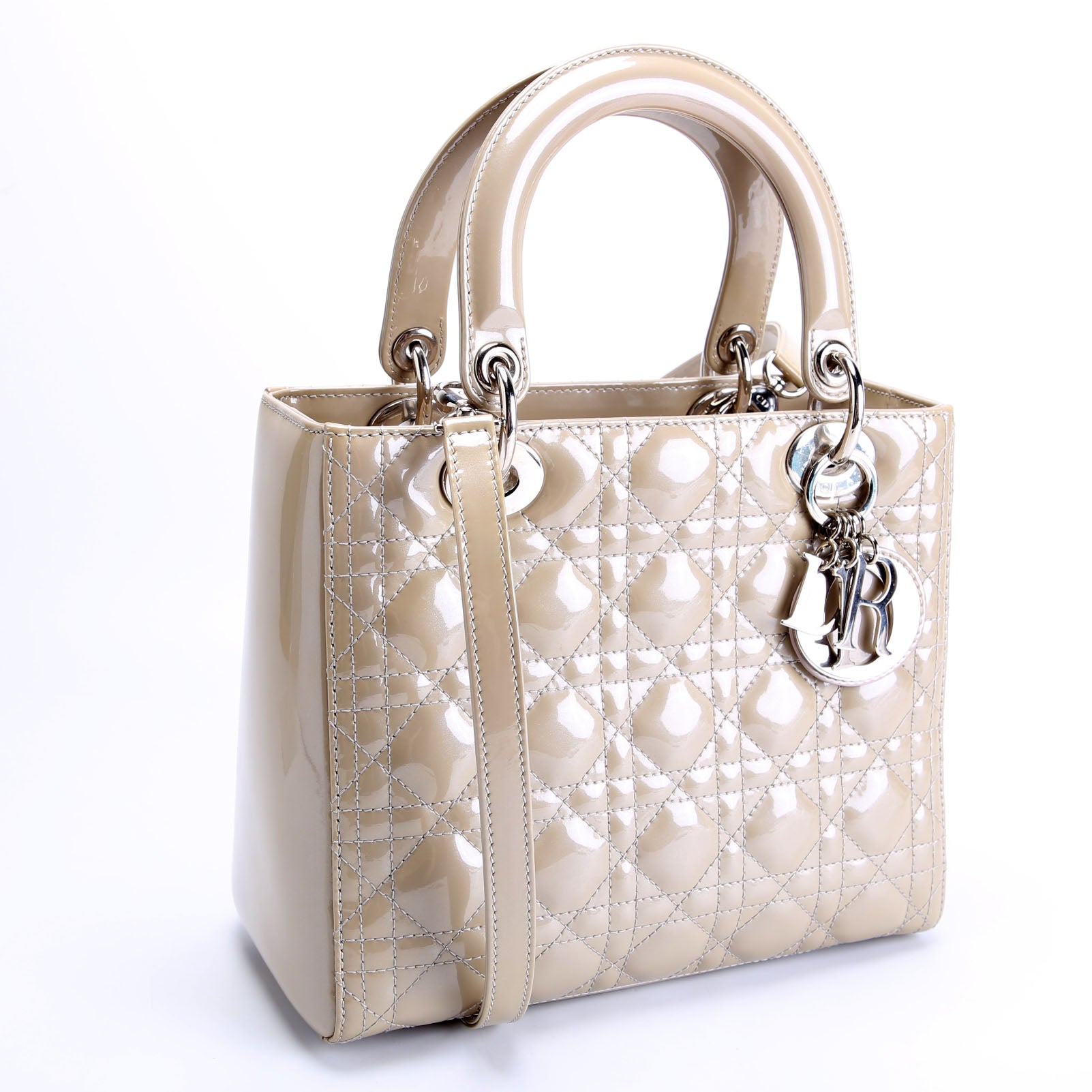 Lady Dior Medium Patent Taupe