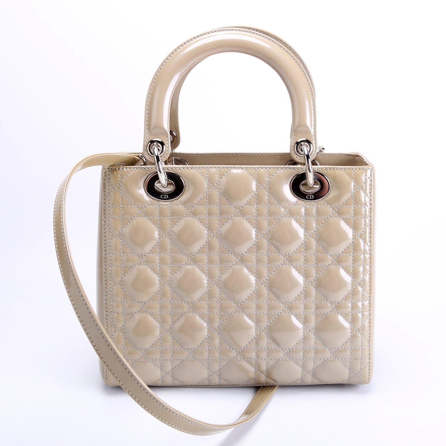 Lady Dior Medium Patent Taupe