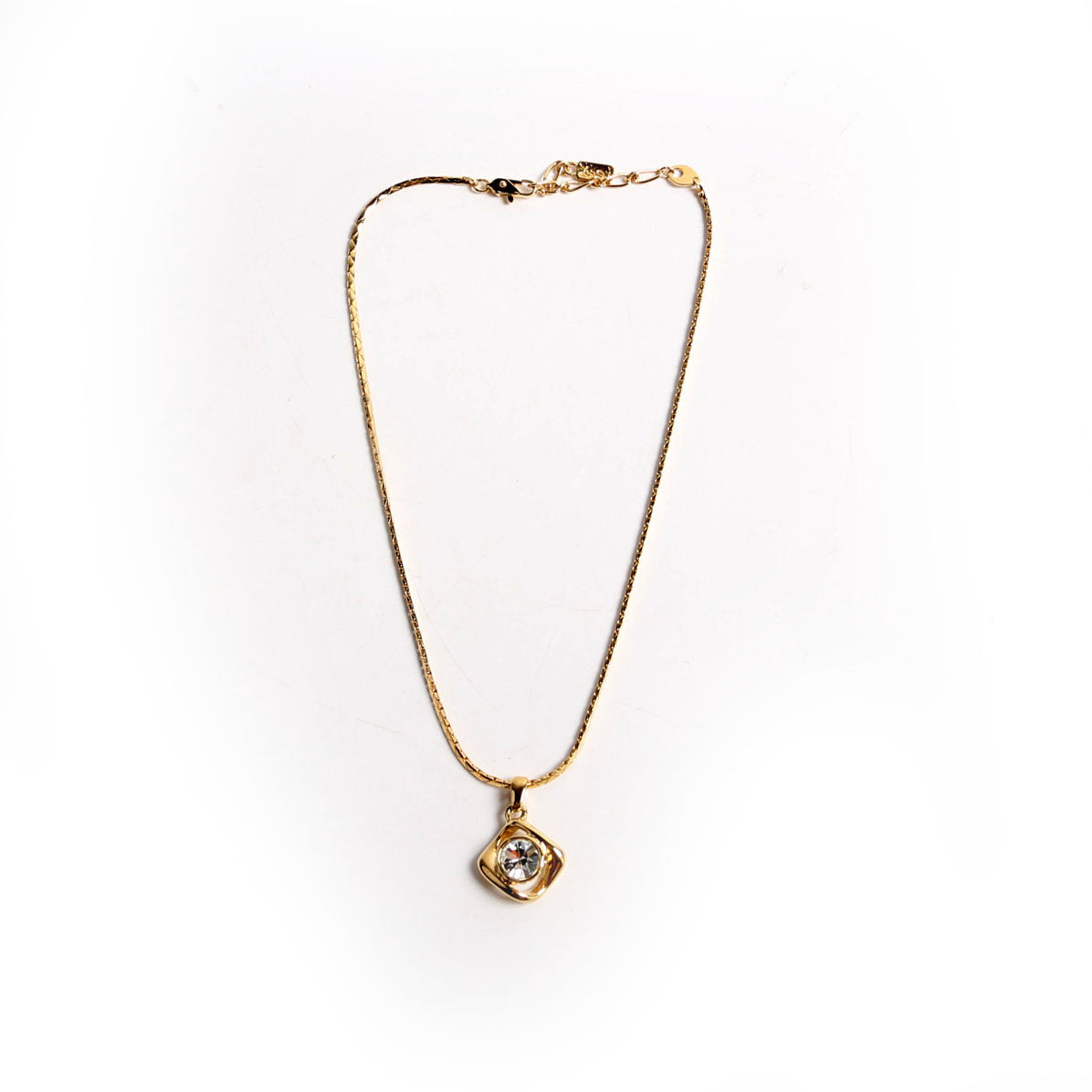 Square Charm Pendant Necklace Vintage Gold