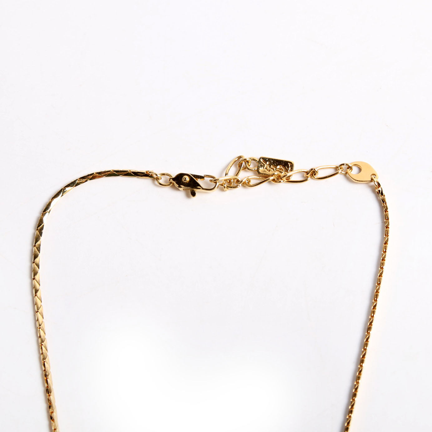 Square Charm Pendant Necklace Vintage Gold