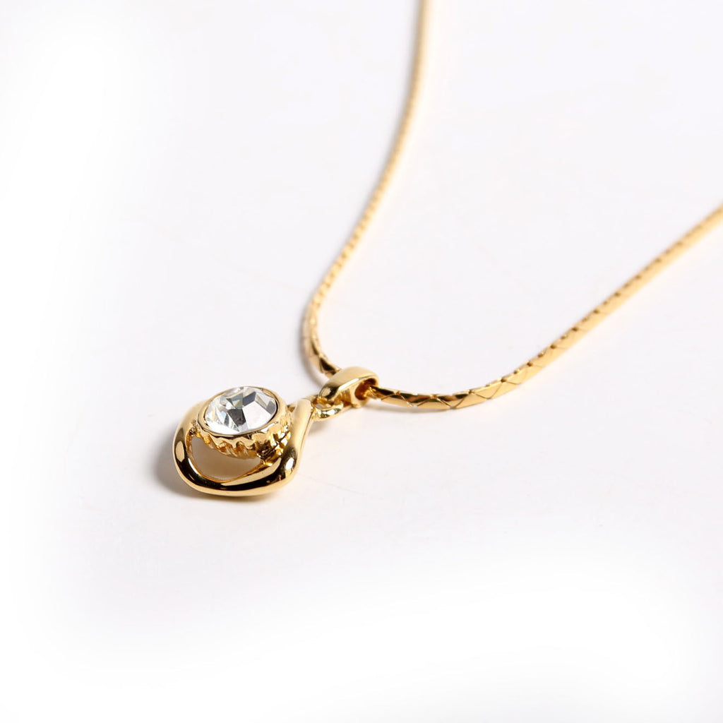 Square Charm Pendant Necklace Vintage Gold