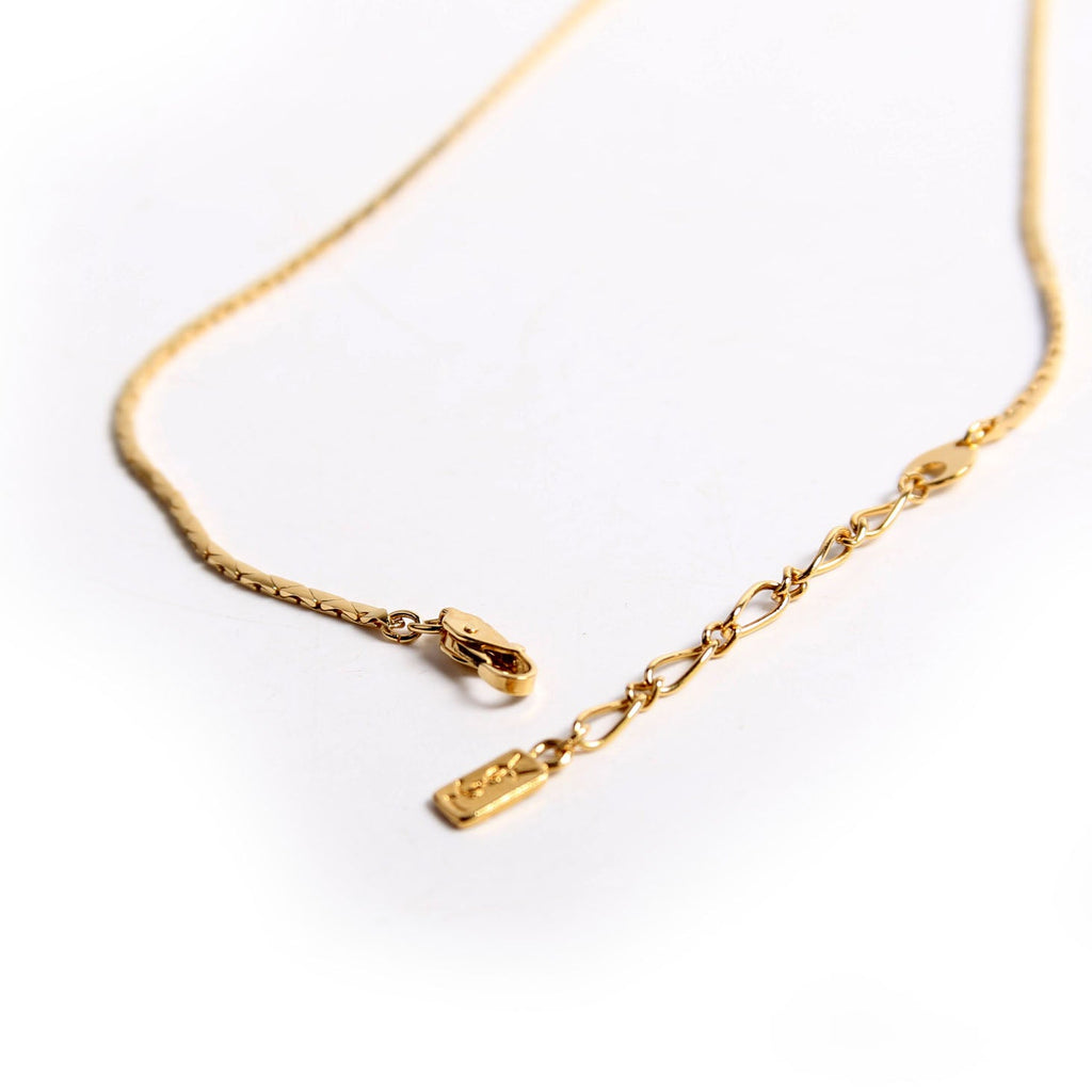 Square Charm Pendant Necklace Vintage Gold