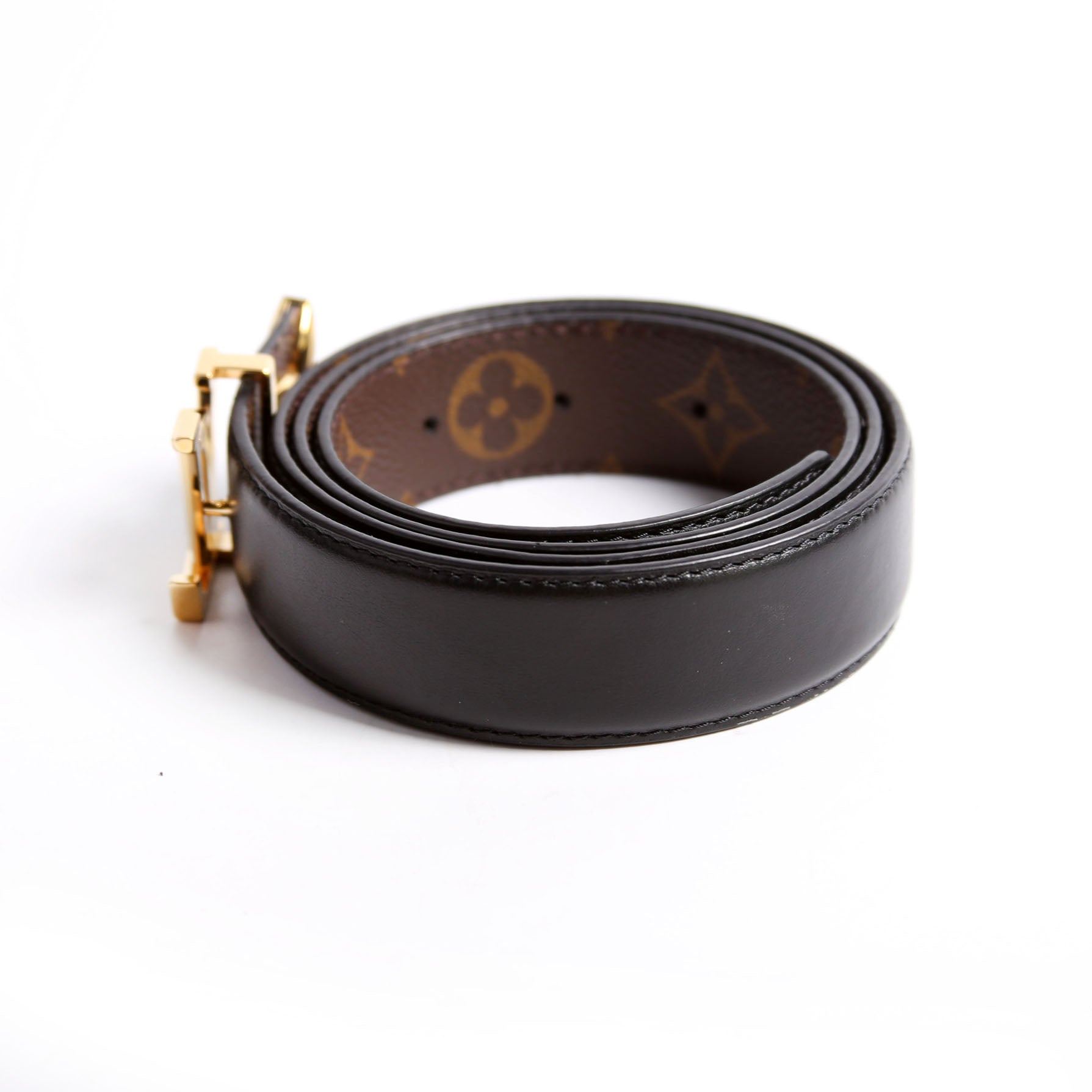 Pretty LV 30MM Reversible Leather/Monogram Belt Size 85/34 Black/Brown