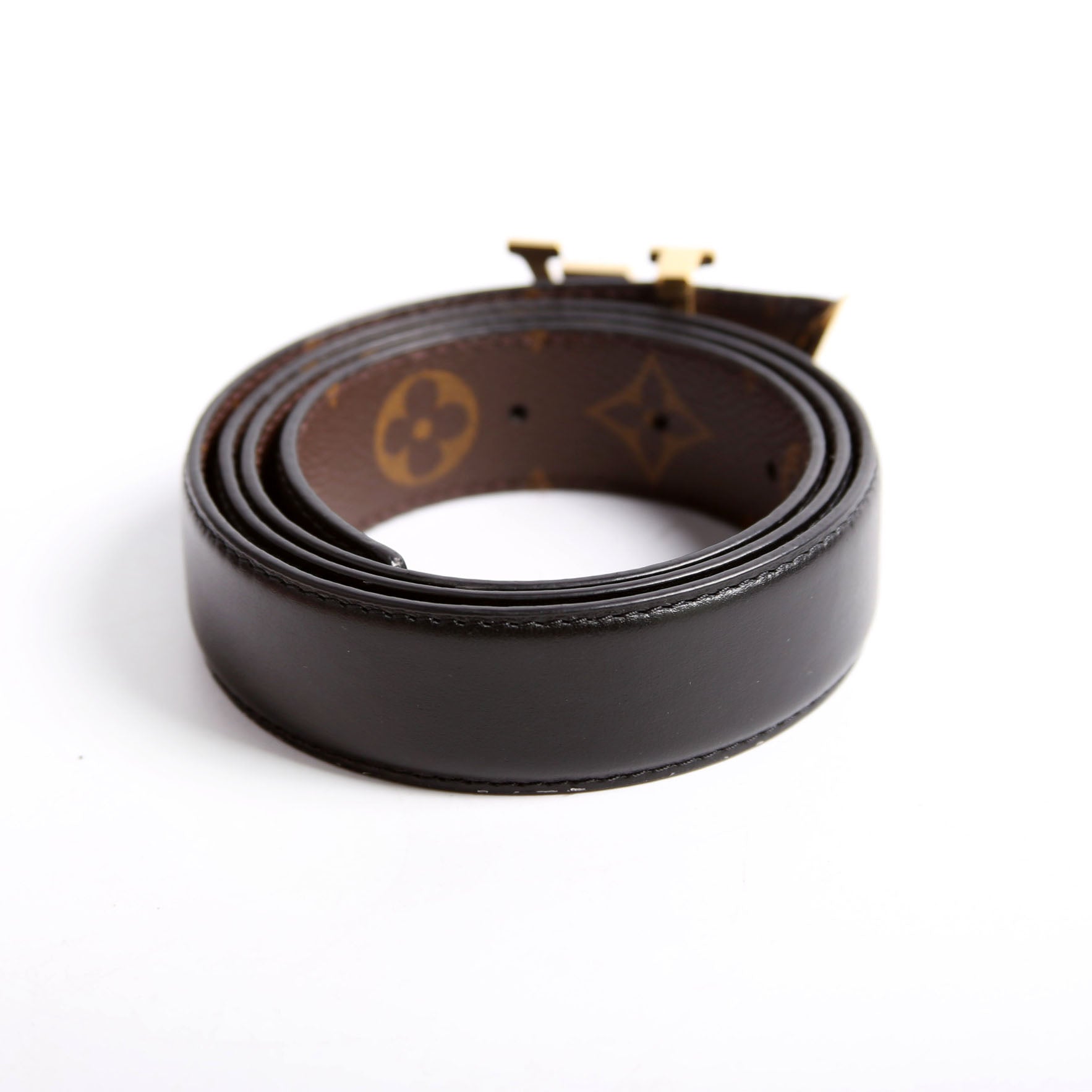 Pretty LV 30MM Reversible Leather/Monogram Belt Size 85/34 Black/Brown