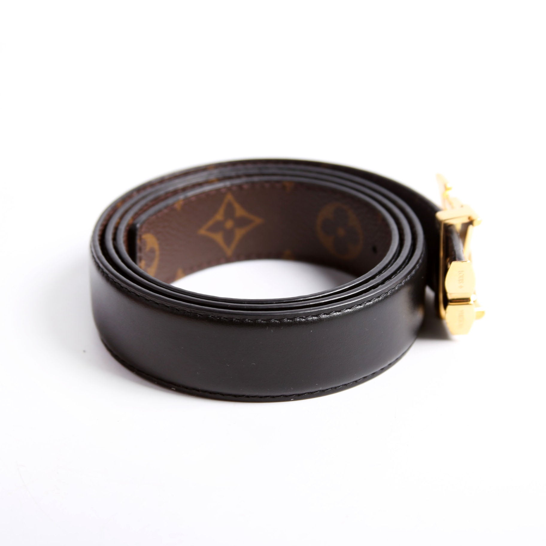 Pretty LV 30MM Reversible Leather/Monogram Belt Size 85/34 Black/Brown