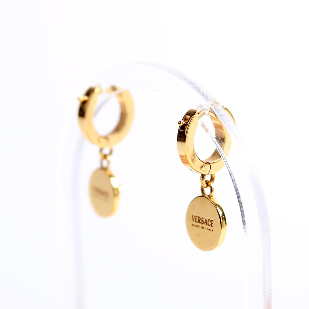 Medusa Strass Drop Hoop Earrings Gold