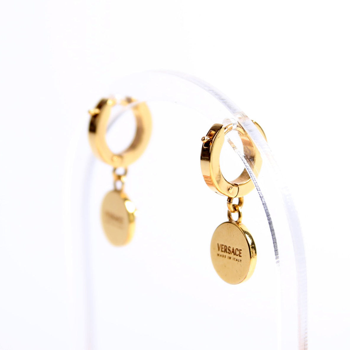 Medusa Strass Drop Hoop Earrings Gold