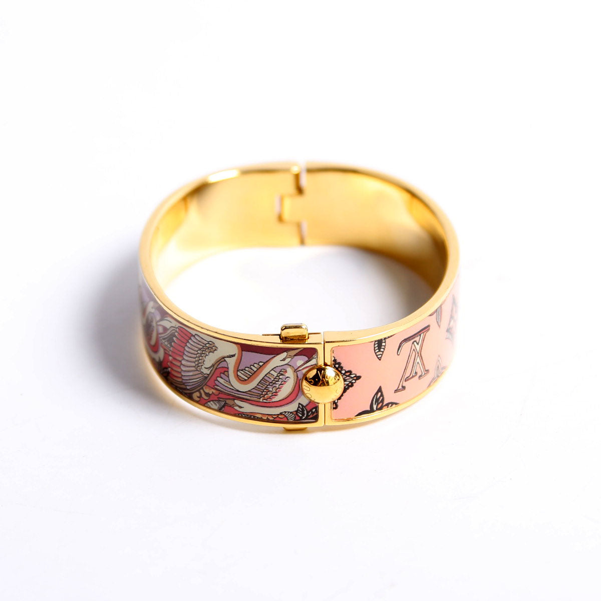 LV Confidential Bangle Bracelet Size M Gold/Pink