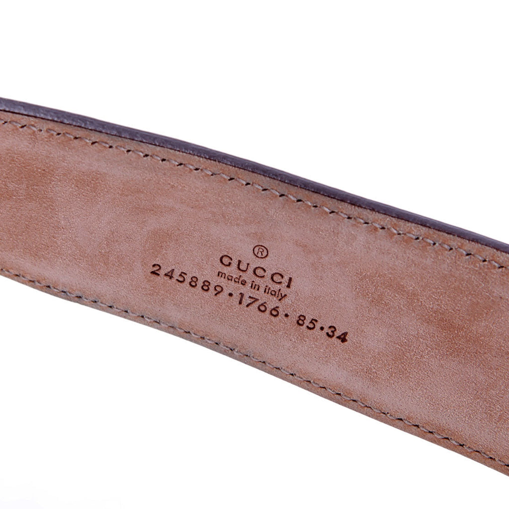 245889 GG Cnavas Interlocking G Bamboo Belt Size 85/34 Brown